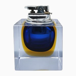 Vintage Blue Table Lighter in Murano Sommerso Glass by Flavio Poli for Seguso, 1960s