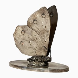Vintage Silver-Plated Napkin Holder with Butterfly Motif, 1940s