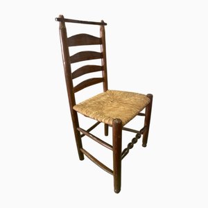 Straw Chair in Brown Wood