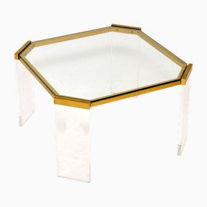 French Brass & Acrylic Coffee Table, 1970s