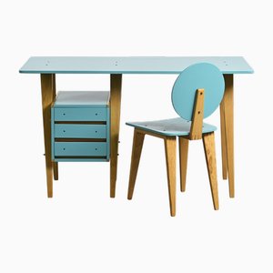 Bureau et Chaise par André Sornay pour Sornay Meubles, Lyon, 1955, Set de 2
