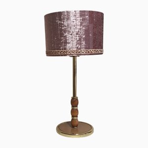 Vintage Table Lamp with Brass Base and Handmade Fabric Shade from Lamplove, 1970s