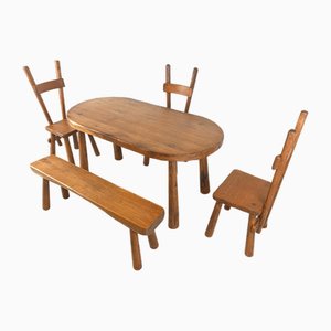 Brutalistische Vintage Esszimmergarnitur, 1960er, 5er Set