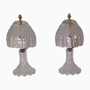 Vintage Nachttischlampen mit Kristallglasfuß, 1970er, 2er Set