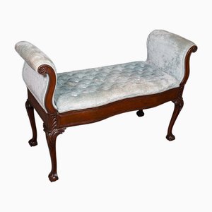 Antique Georgian Revival English Walnut Window Bench, 1910s