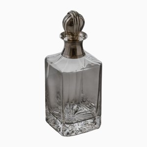 Decanter da whisky in cristallo e placcato in argento, anni '50