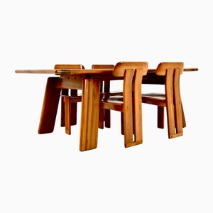 Sapporo Dining Table and Four Chairs by Mario Marenco for Mobilgirgi, 1970s, Set of 5