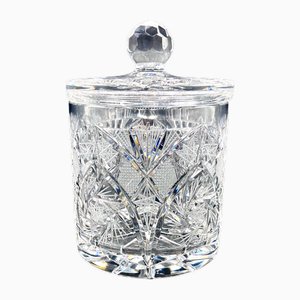 Vintage Cut Crystal Biscuit Barrel in Lead Crystal, 1950s