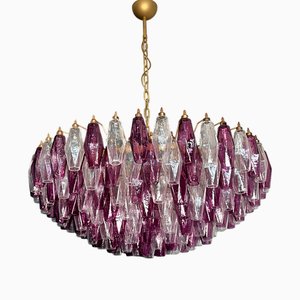 Amethyst and Clear Poliedri Murano Glass Chandelier, 1990s