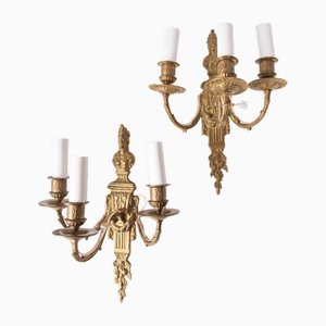 French Bronze Wall Lights, Set of 2