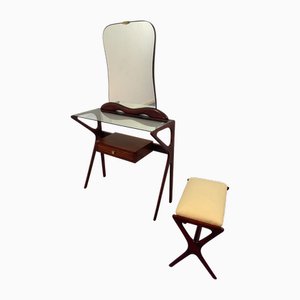 Mid-Century Modern Italian Console Table with Mirror, 1956, Set of 3