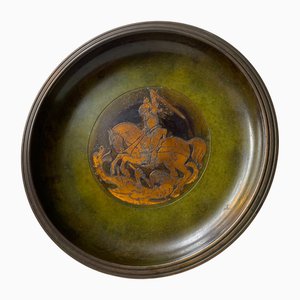 Art Deco Verdigris Bronze Dish by Holger Fridericias, 1930s
