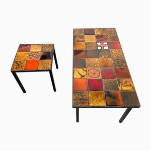 Glazed Ceramic Coffee Tables, 1950s, Set of 2