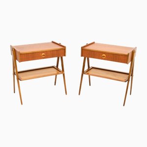Vintage Swedish Teak Bedside Tables attributed to AB Carlstrom, 1960s, Set of 2