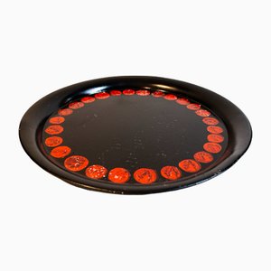 Enamelled Iron Tray by Piero Fornasetti for Atelier Fornasetti, Italy, 1950s