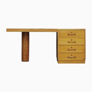 Freistehender französischer Art Deco Schreibtisch aus Eschenholz, 1930er