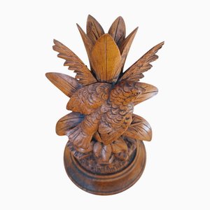 Antique Black Forest Hand-Carved Linden Wood Bird Figurine, 1890s