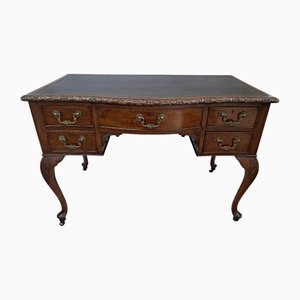 Antique Edwardian Queen Anne Style Desk with Leather Top, 1910s