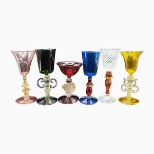 Venetian Murano Glasses, 1980s, Set of 6