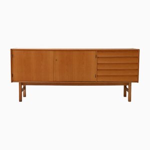 Enfilade Vintage Scandinave en Chêne avec Tiroirs en Etain, 1960s