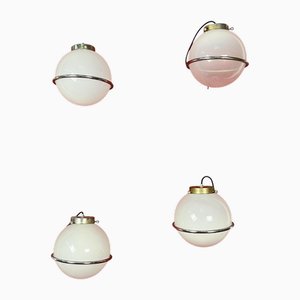 Lampade da parete in vetro di Murano e metallo cromato nello stile di Gino Sarfatti, anni '60, set di 4