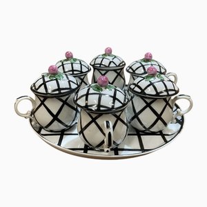 Servizio panna in porcellana di Delvaux, set di 7