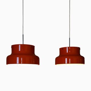 Orange Bumling Pendant Lamps by Anders Pehrson for Ateljé Lyktan, 1960s, Set of 2