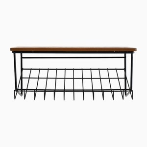 Vintage Scandinavian Wall-Mounted Bedside Table with Magazine Rack, 1960s