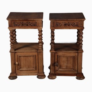 Antique Bedside Tables in Oak, 1880, Set of 2