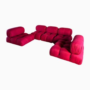 Modulares Camaleonda Sofa aus roter Baumwolle von Mario Bellini für B&B Italia, 1974, 5er Set