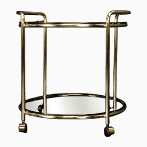 Gilt Metal Bar Cart with Smoked Glass Top, 1960s