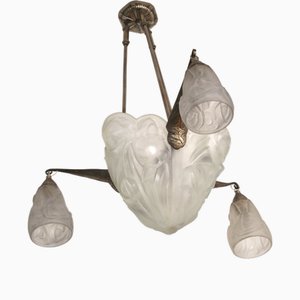 French Art Deco Chandelier by David Gueron for Verrerie d'Art Degué, 1920s