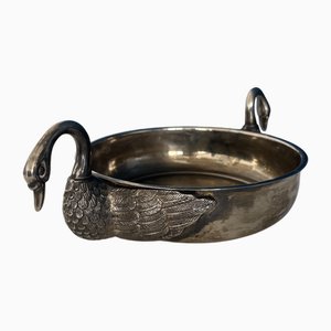 Stainless Steel Dish with Swan, 1970s