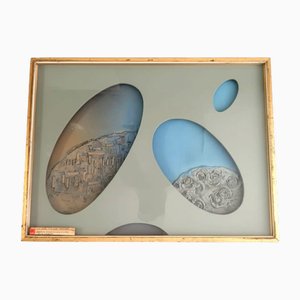 Mario Salmaso, Uomo-Domani, 1971, Öl, Holz, Steingut und Formglas, Gerahmt