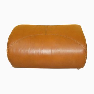Otomana estilo béisbol de cuero coñac, años 70