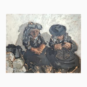 Jean Arene, Le Tricoteur, 1962, Oil on Canvas