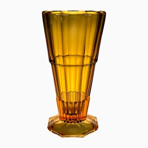 Art Deco Sculptural Hand-Cut Glass Vase from Moser, Karlsbad, Former Czechoslovakia, 1920s