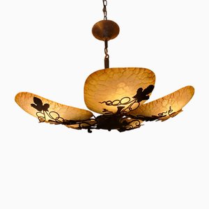 Lampada in metallo e vetro, Paesi Bassi, anni '50