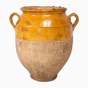 French Pottery Yellow Ochre Glaze Confit Pot