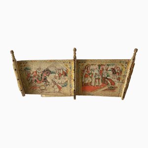 Sicilian Horse Cart or Carriage Side Piece in Carved Wood, 19th Century