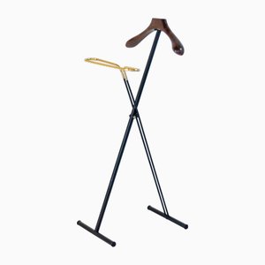 Italian Folding Valet Stand in Beech, Iron, and Brass from Fratelli Reguitti, 1950s