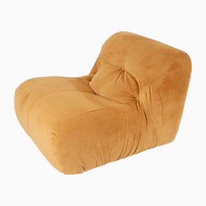 Lounge Chair in Velvet Fabric, 1970s