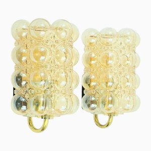Lampade da parete Mid-Century moderne in vetro ambrato di Helena Tynell per Limburg, anni '60, set di 2