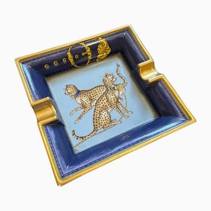 Cenicero de Limoges francés vintage pintado a mano de Porcelain De Paris, años 80