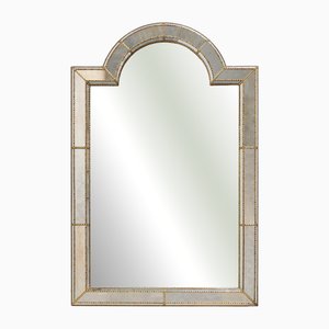 Large Vintage Venetian Trapezium Mosaic Mirror with Brass Garlands, 1950s