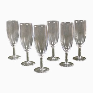 Copas de champán francesas de cristal de Baccarat. Juego de 6