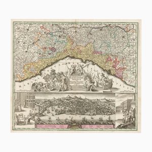 Karte von Ligurien mit Prospekt von Genua, 18. Jh.