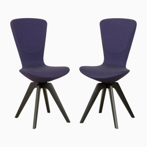 Lila Stoff Stühle aus Eiche, 2er Set