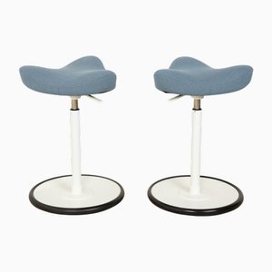 Sit-Stand Stools in Fabric and Ash, Set of 2