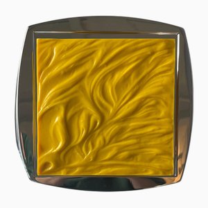 Lampada da parete in metallo cromato giallo di Uwe Mersch